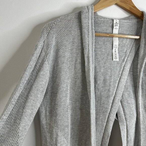 Lululemon Cardigan Womens 2 Open Hooded Sweater Lightweight Knit Yoga Lounge - Picture 5 of 12